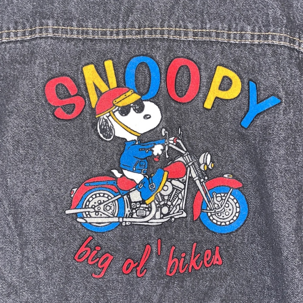 Vintage kids Snoopy Beagle Biker Club Jean Jacket sz Medium